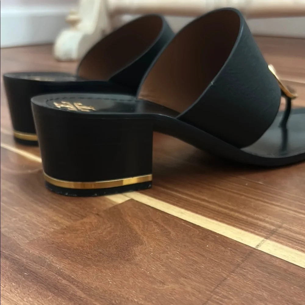 Tory Burch Black Sandals with Gold Accents - Picture 4 of 8